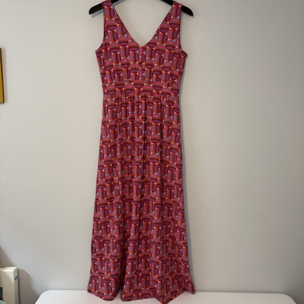 Garnet Hill Modern Geo Surplice Maxi Dress Women's Size 8P Red Pink Beach Summer - Picture 7 of 14
